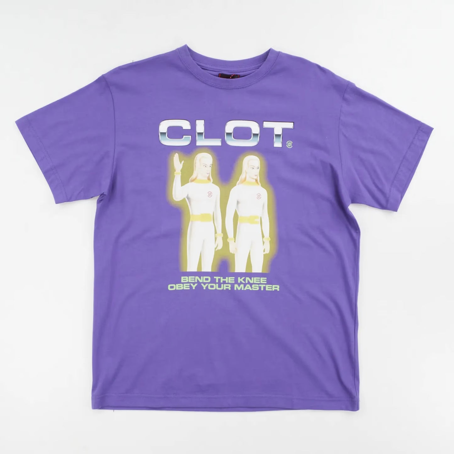 Clot Mens Obey Your Master T-Shirt Purple Cotton Graphic Crew Neck S RRP 75
