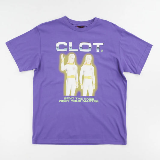 Clot Mens Obey Your Master T-Shirt Purple Cotton Graphic Crew Neck S RRP 75