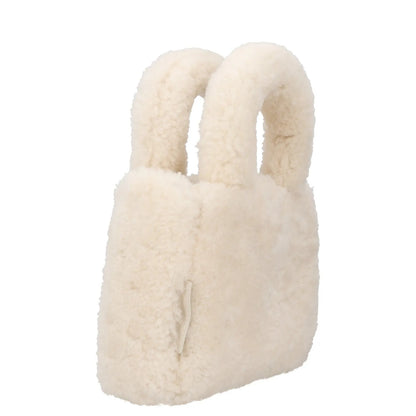 AMINA MUADDI Womens Handbag White Plush Shearling Top Handle S RRP 650 — View 6
