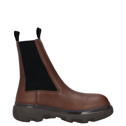 BURBERRY Mens Creeper Chelsea Boot Brown Leather Round Toe High Ankle UK6 RRP970