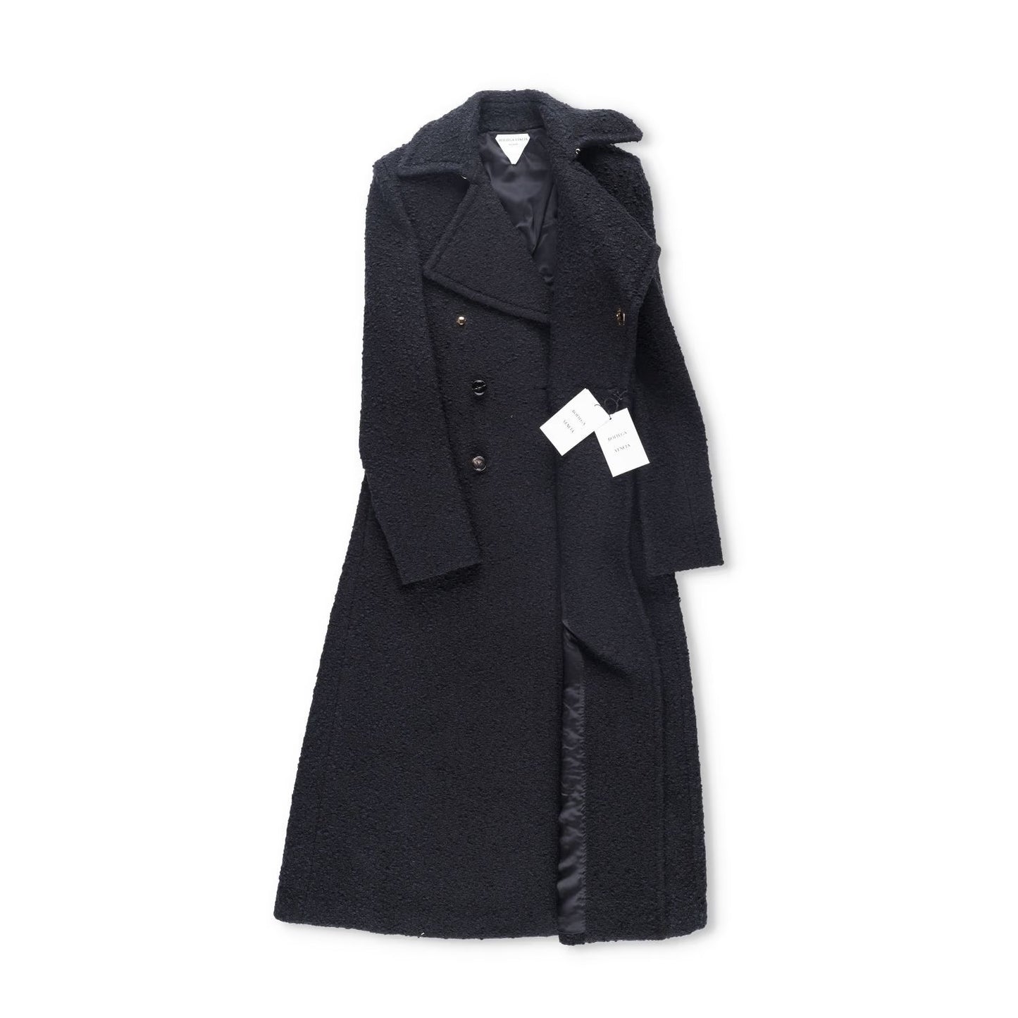 BOTTEGA VENETA Womens Black Double Breasted Overcoat Cotton Blend 40 RRP 3500 — View 6