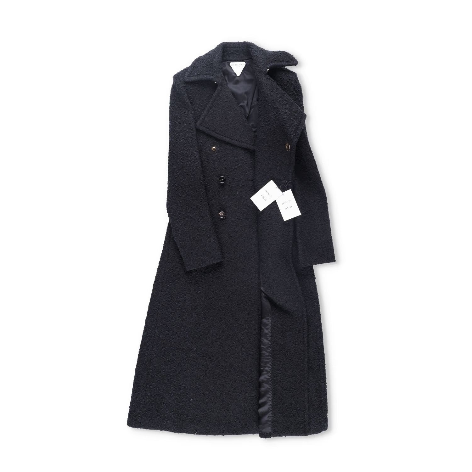 BOTTEGA VENETA Womens Black Double Breasted Overcoat Cotton Blend 40 RRP 3500 — View 6