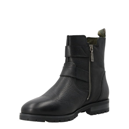 BARBOUR Womens Marina Ankle Boots Leather Black Two Silver Buckles UK 5 RRP 140 — View 4
