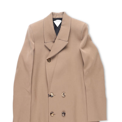 BOTTEGA VENETA Womens Long Beige Wool Coat Double Breasted Size 38 RRP 3500 — View 3