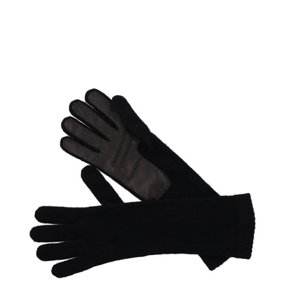 INVERNI Womens Gloves Black Cashmere Knit Long Wrist Warm Trim Size S RRP 145