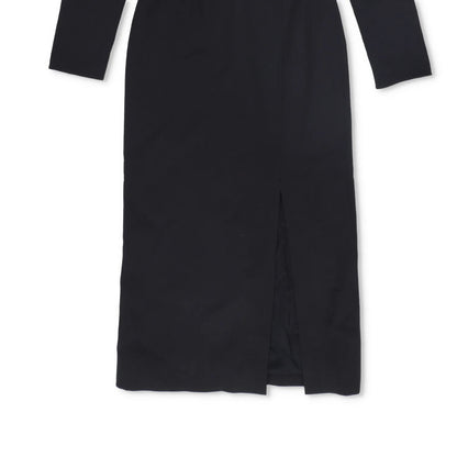 Valentino Womens Midi Dress Black Zip Long Sleeve Round Neck Size 38 RRP 1800 — View 5
