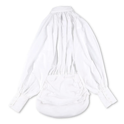 MONOT Womens Long Sleeve Big Lapel Shirt Mini Dress White Collared Size 8 RRP839 — View 9