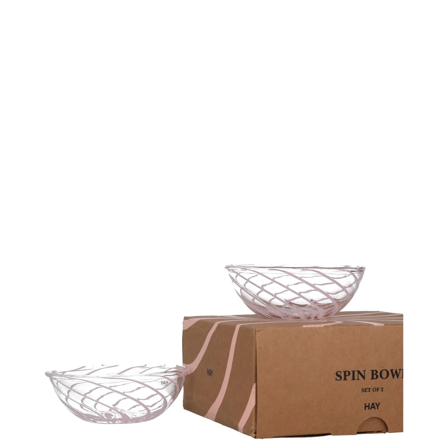 HAY Pink Glass Bowl Set Swirl Pattern Smooth Finish Modern Dining RRP 60 — View 5