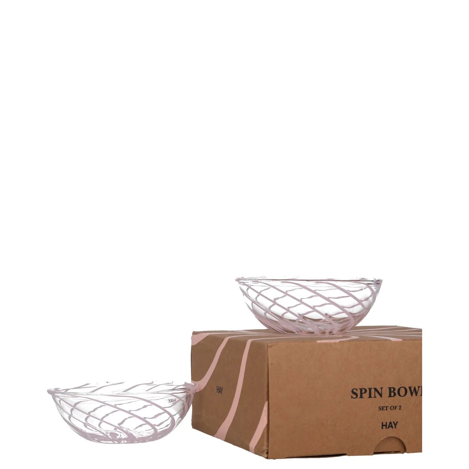 HAY Pink Glass Bowl Set Swirl Pattern Smooth Finish Modern Dining RRP 60 — View 5