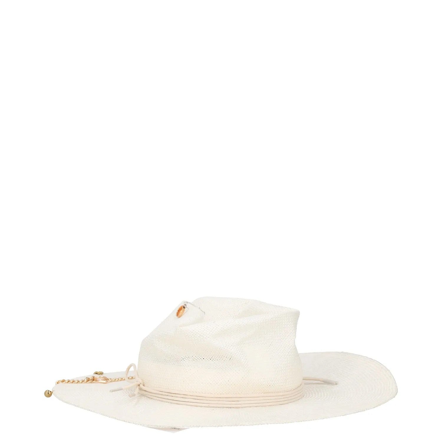 RUSLAN BAGINSKIY Womens Pierced Chain Strap Fedora Hat Beige Neutrals L RRP 400 — View 4