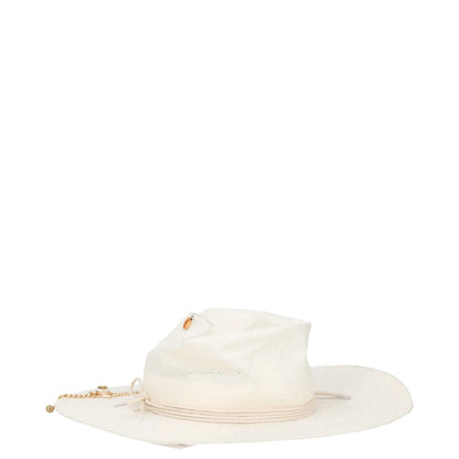 RUSLAN BAGINSKIY Womens Pierced Chain Strap Fedora Hat Beige Neutrals L RRP 400 — View 4