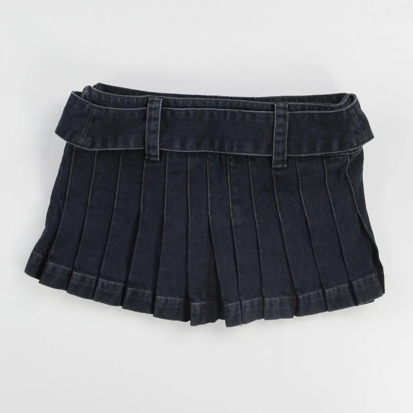 DION LEE Womens Darted Denim Mini Skirt Black Cotton Buckle Size 6 RRP 690 — View 6