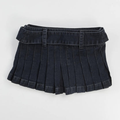 DION LEE Womens Darted Denim Mini Skirt Black Cotton Buckle Size 6 RRP 690 — View 6