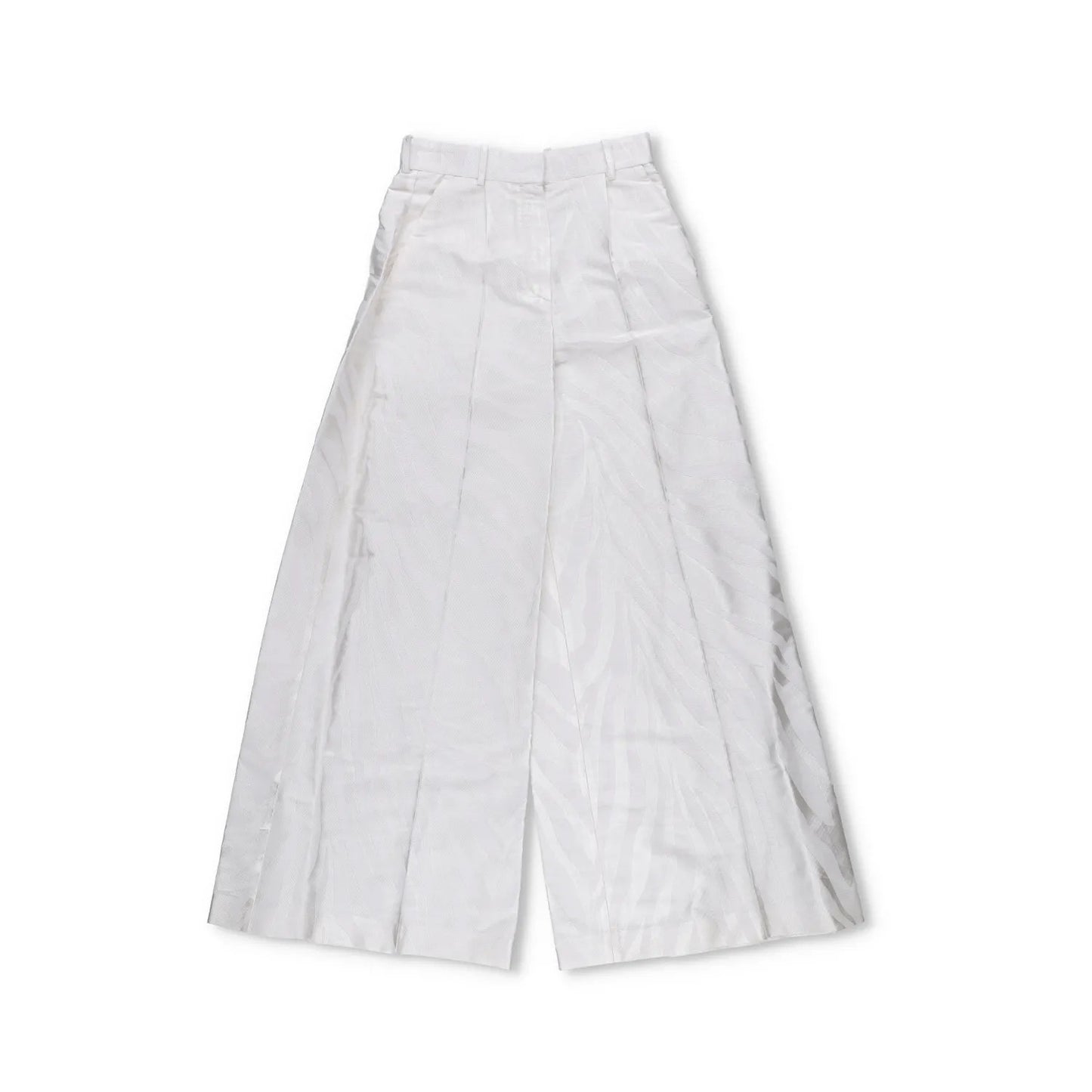 NINA RICCI Zebra-Jacquard Palazzo Pants White Wide Leg Trousers Size 38 RRP 675 — View 4