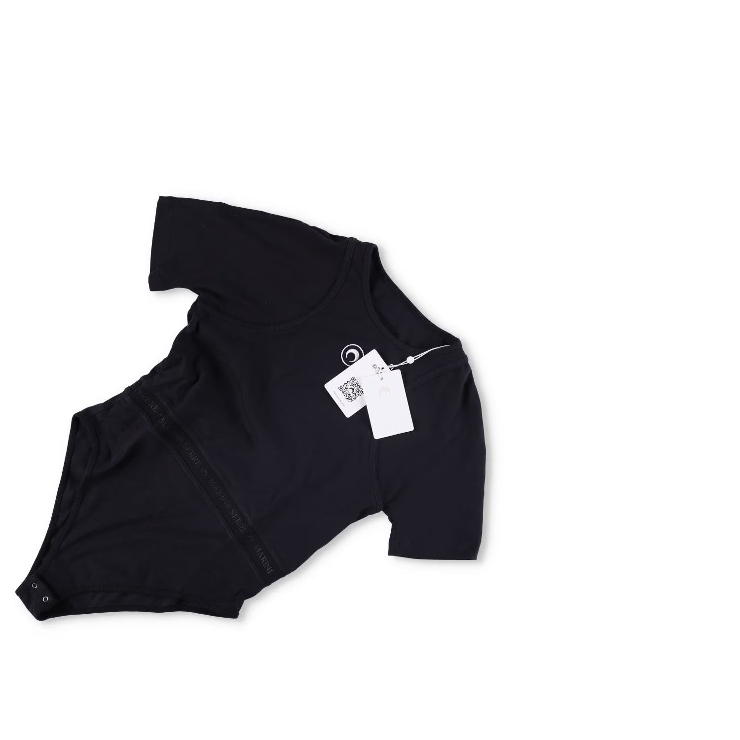 MARINE SERRE Organic Cotton Rib 2X2 Body Black Bodysuits Size XL RRP 260 — View 5