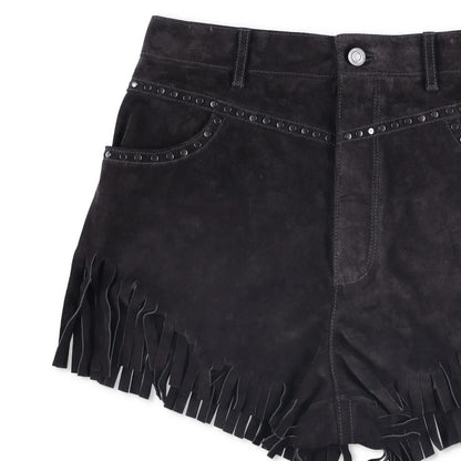 SAINT LAURENT Womens Shorts Black Leather Fringe Accents Size 40 RRP 1500 — View 3