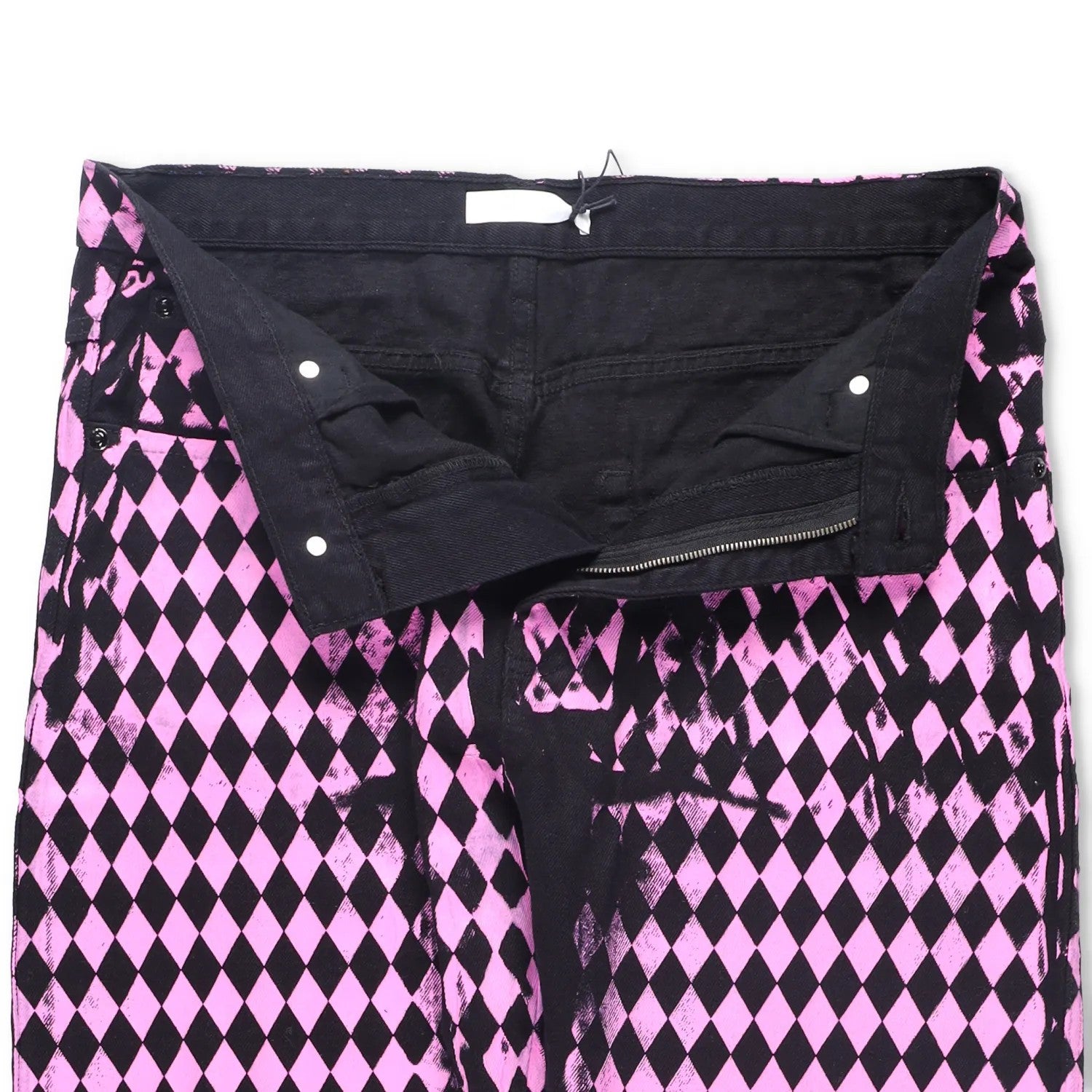 MAXIMILIAN Mens Trousers Diamond Pattern Pink Black Buttoned Size M RRP 300 — View 9