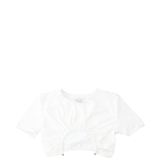 CHRISTOPHER ESBER Womens U Prong Bikini Top Short Sleeve Crew White UK 6 RRP 150