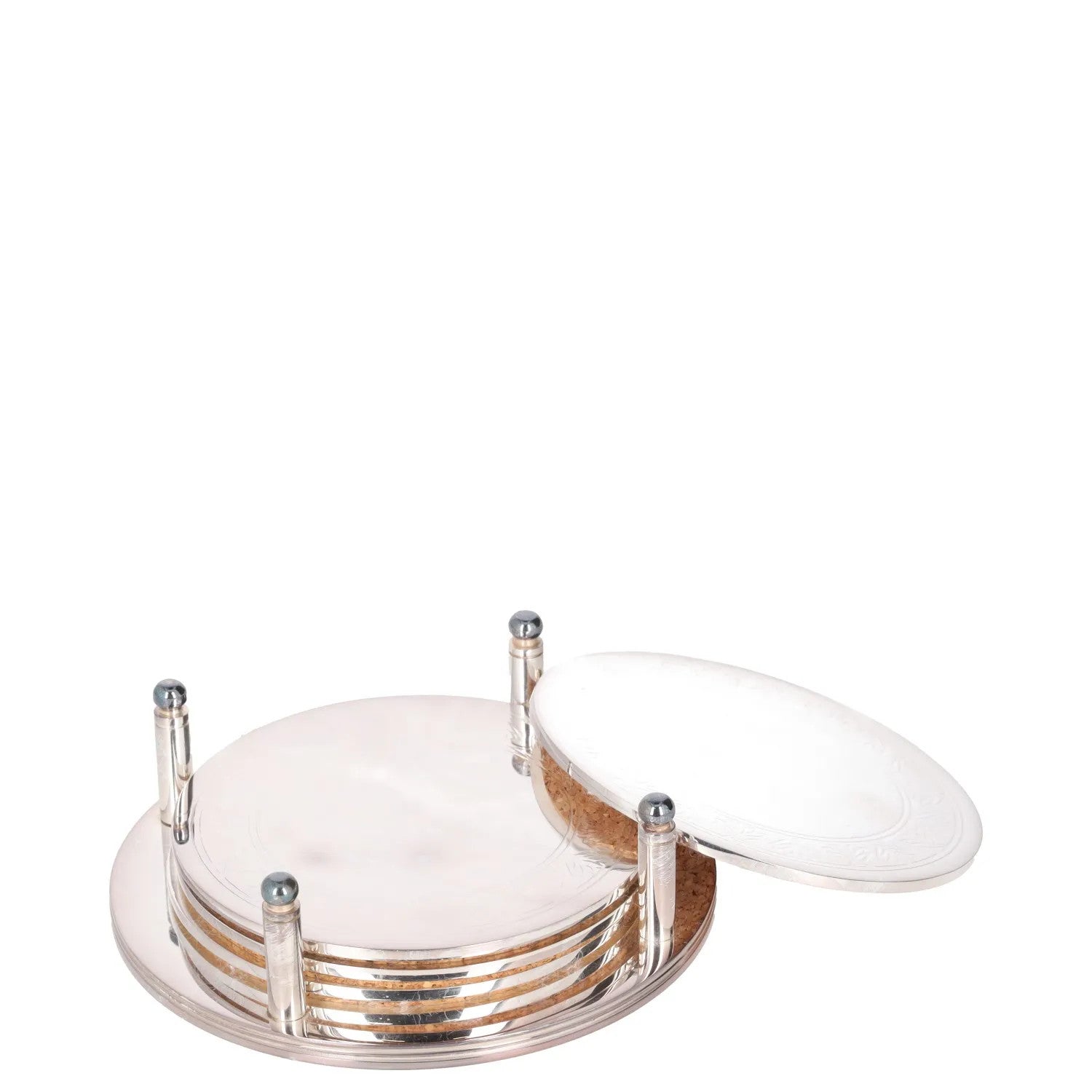 SOHO HOME Rochester Engraved Silver Coasters Set Of 4 Metallic One Size RRP 125 — View 6