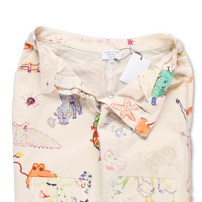 COLLINA STRADA Trousers White Artistic Print Flat Front Cotton Size M RRP 450 — View 8