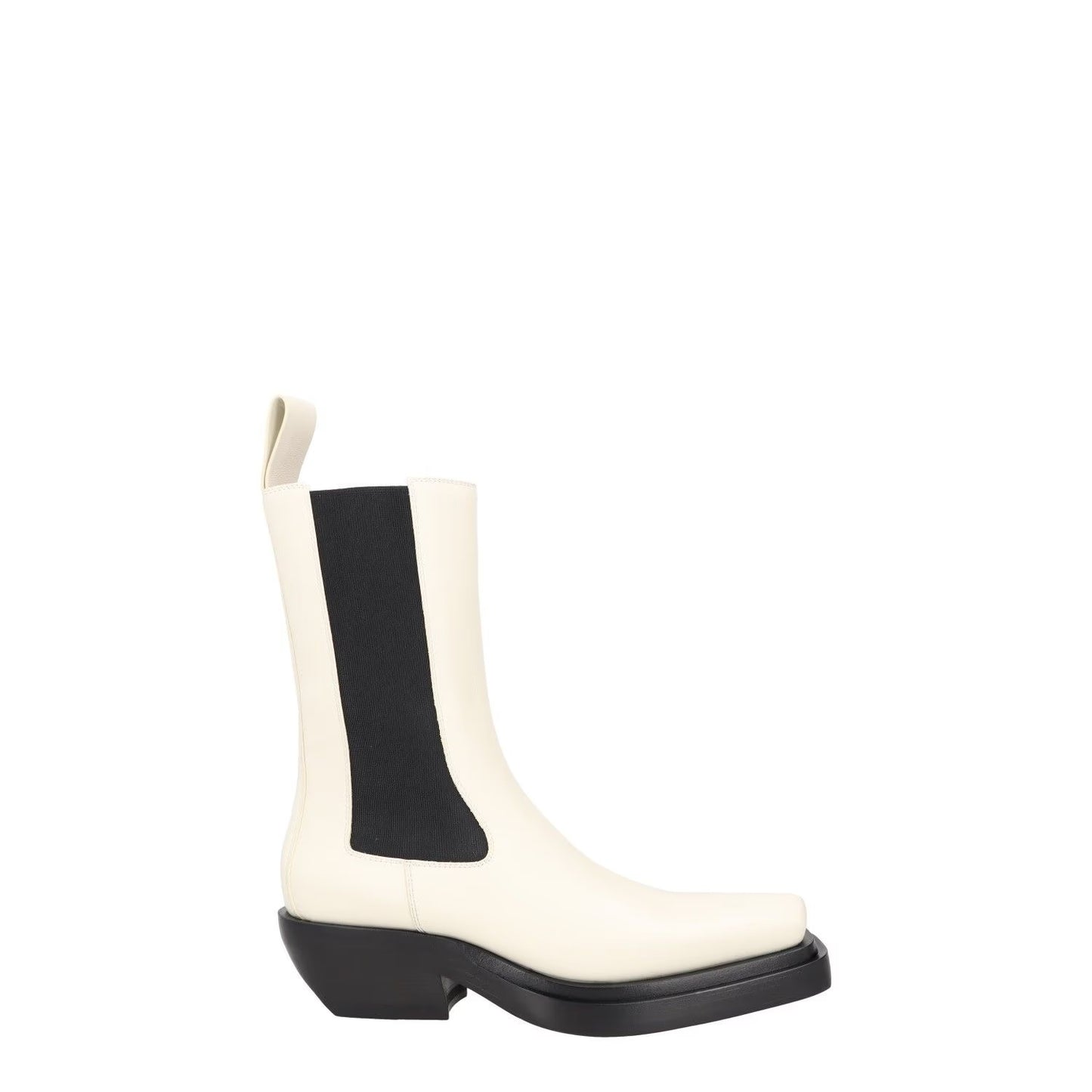 BOTTEGA VENETA Womens High Boots White Black Leather Cuban Heel UK5.5 RRP 1080