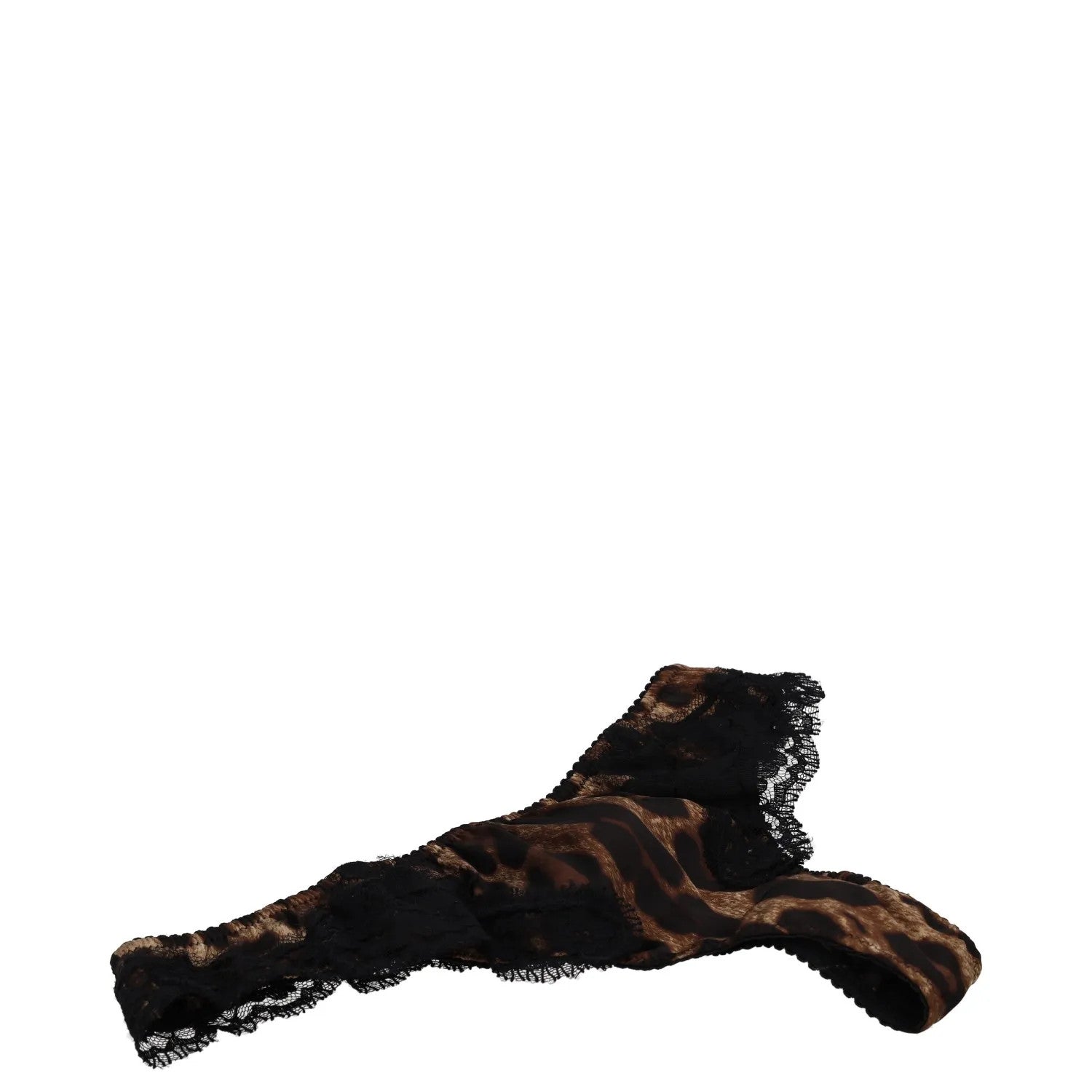 DOLCE & GABBANA Womens Thong Leopard Print Lace Inserts Knickers Brown XS RRP235 — View 3