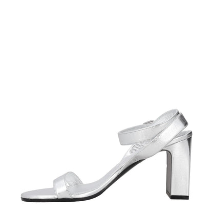 BALENCIAGA Womens Strappy Heels Silver Leather Mid Heel Silver Buckle UK6 RRP650 — View 4