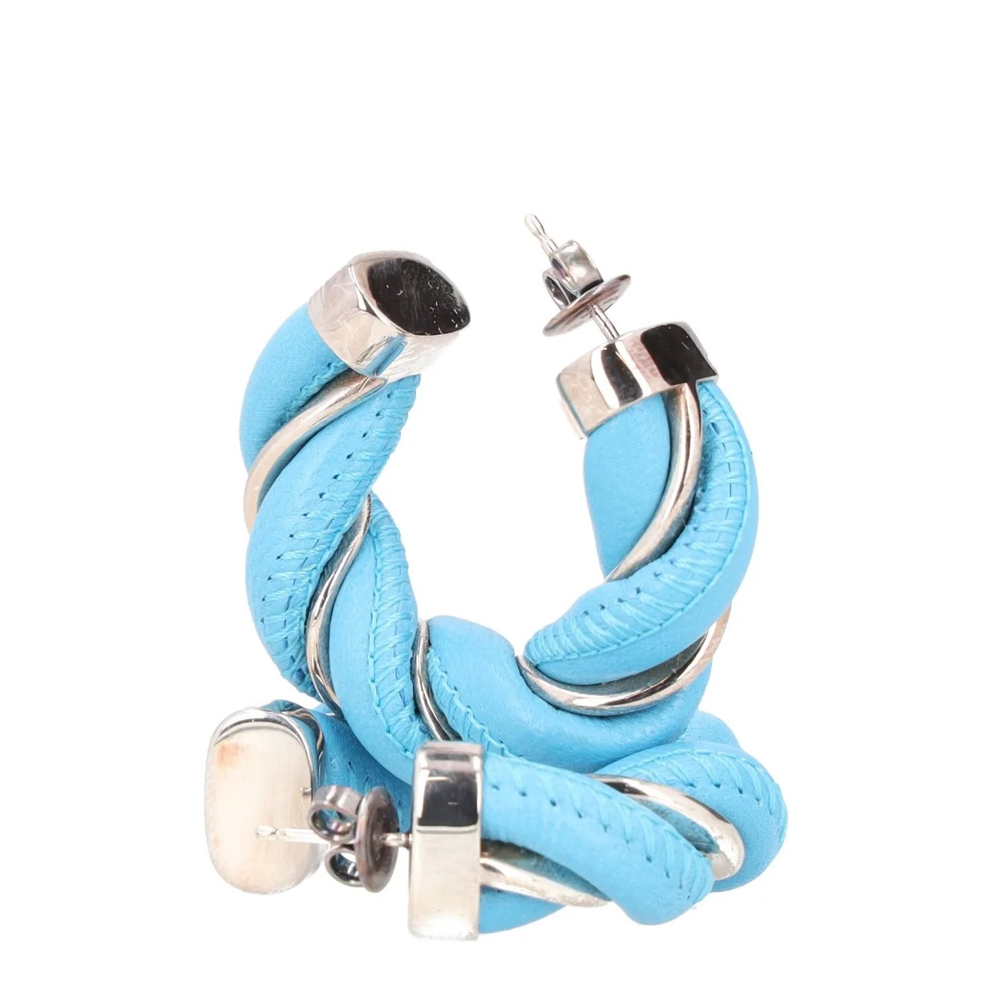 BOTTEGA VENETA Womens Hoop Earrings Blue Sterling Silver One Size RRP 450 — View 2