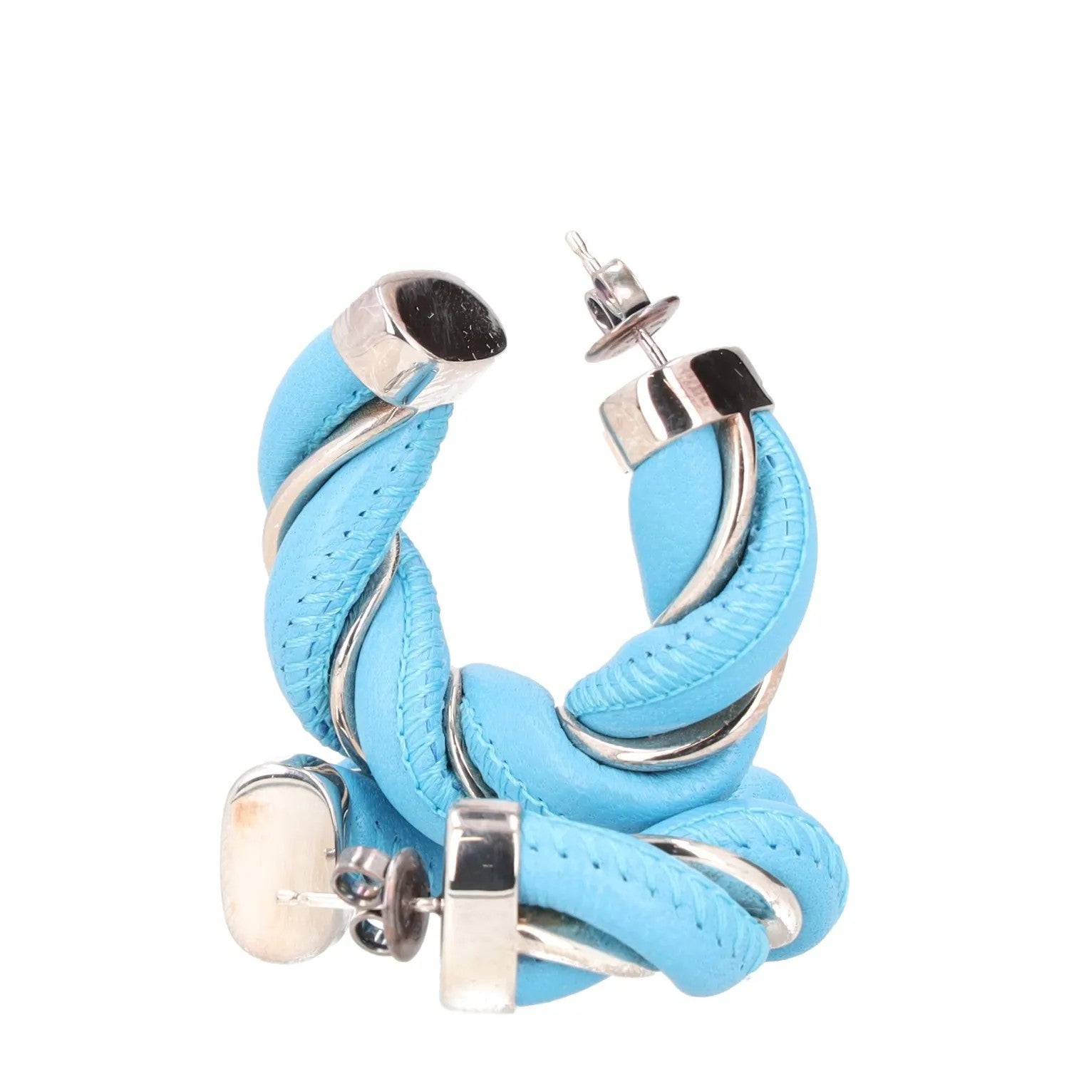 BOTTEGA VENETA Womens Hoop Earrings Blue Sterling Silver One Size RRP 450 — View 2