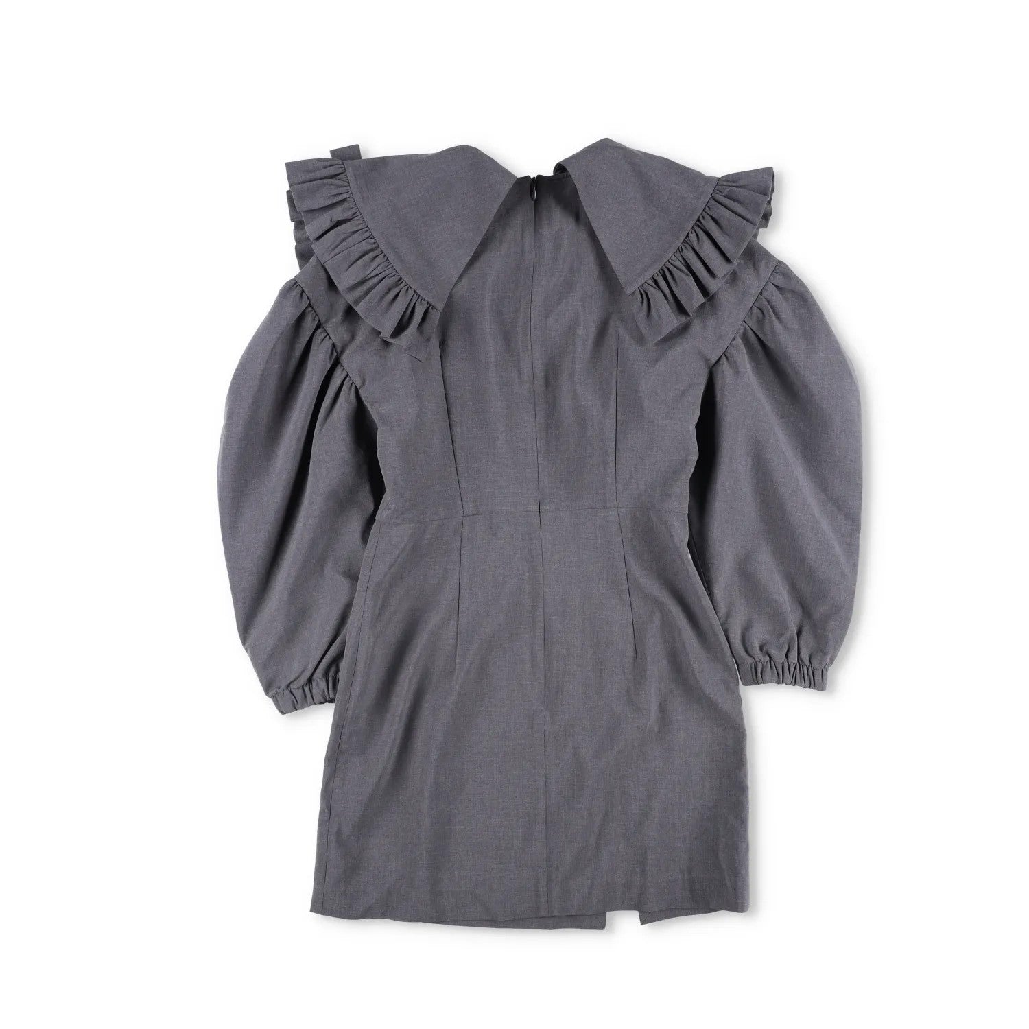 SHUSHU TONG Womens Dress Grey High Neck Puff Sleeve Knee Length Zip 8 RRP 500 — View 5