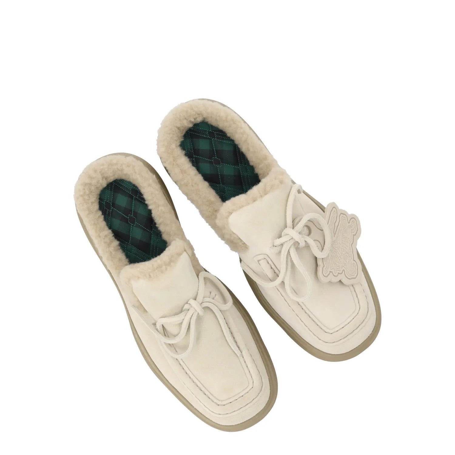 BURBERRY Stony Loafer Womens Suede Faux Fur Lining Lace Up Grey UK 8 RRP 690 — View 9