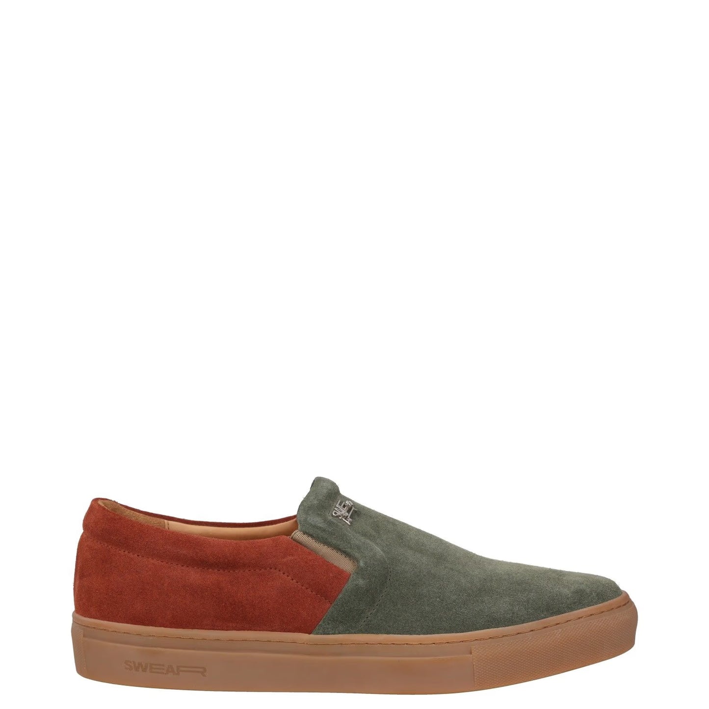 SWEAR Mens Trainer Green Red Leather Low Top Slip On Flat Sneaker UK 7 RRP 250