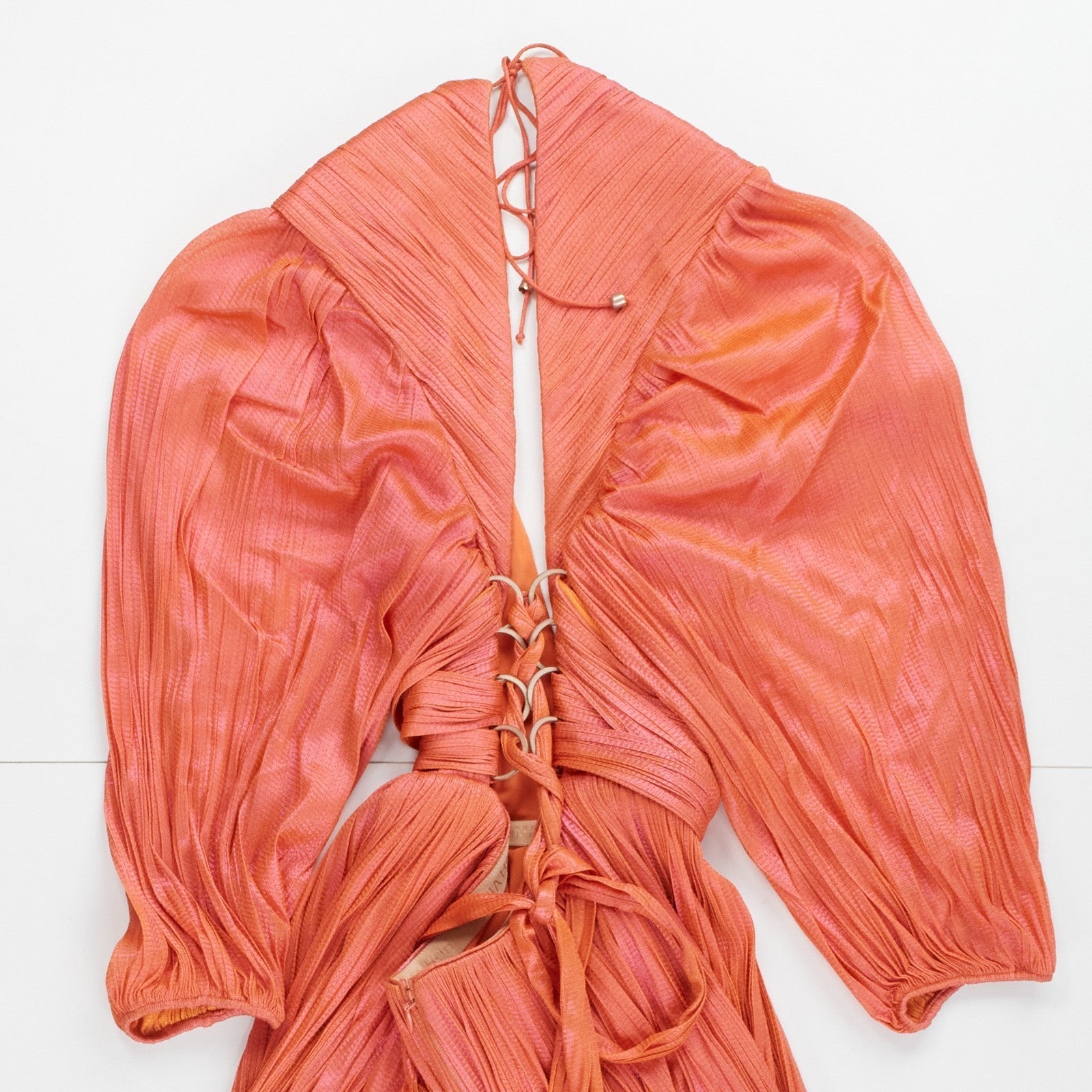 MARIA LUCIA HOHAN Sandra Mini Dress Orange Foiled Silk Size 34 RRP1850 — View 7