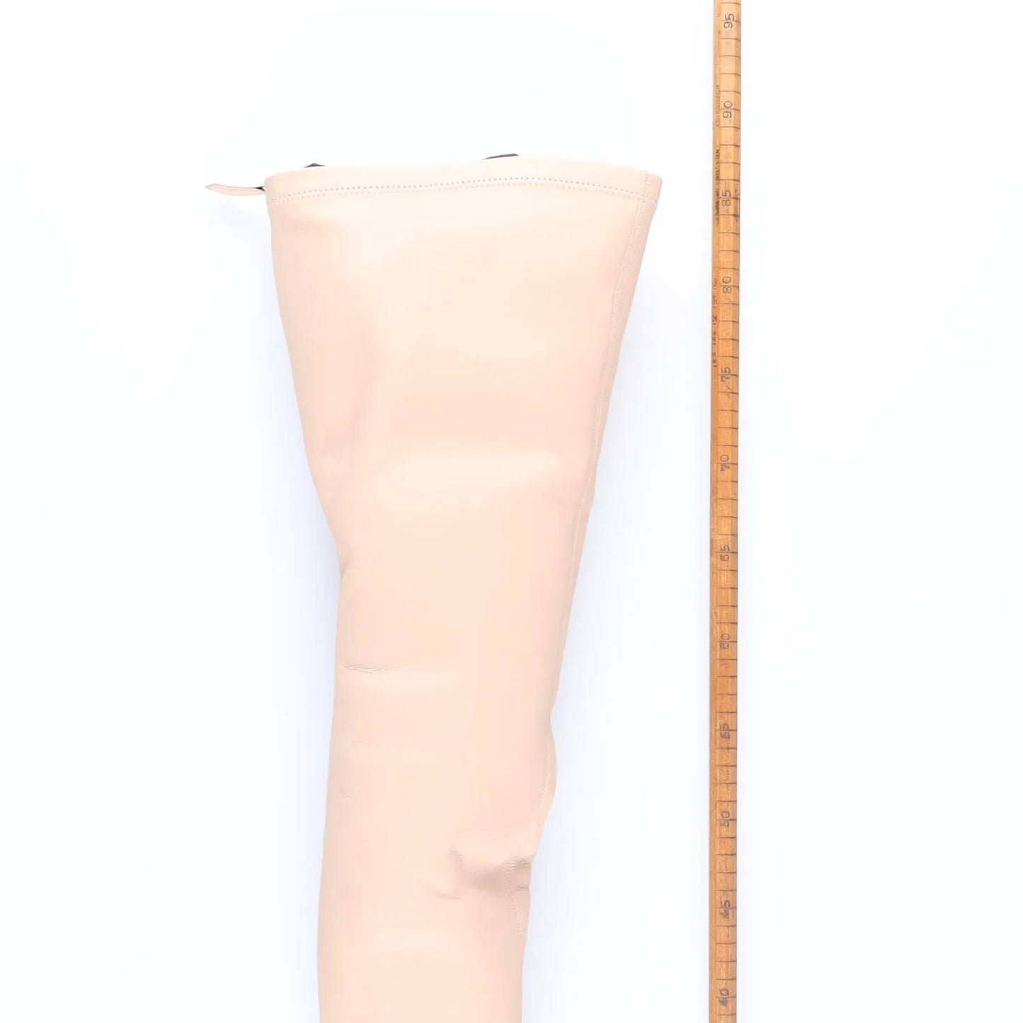 BURBERRY Womens Thigh High Boots Ivory Leather Zip Closure UK 5 RRP 1750 — View 6