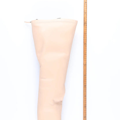 BURBERRY Womens Thigh High Boots Ivory Leather Zip Closure UK 5 RRP 1750 — View 6