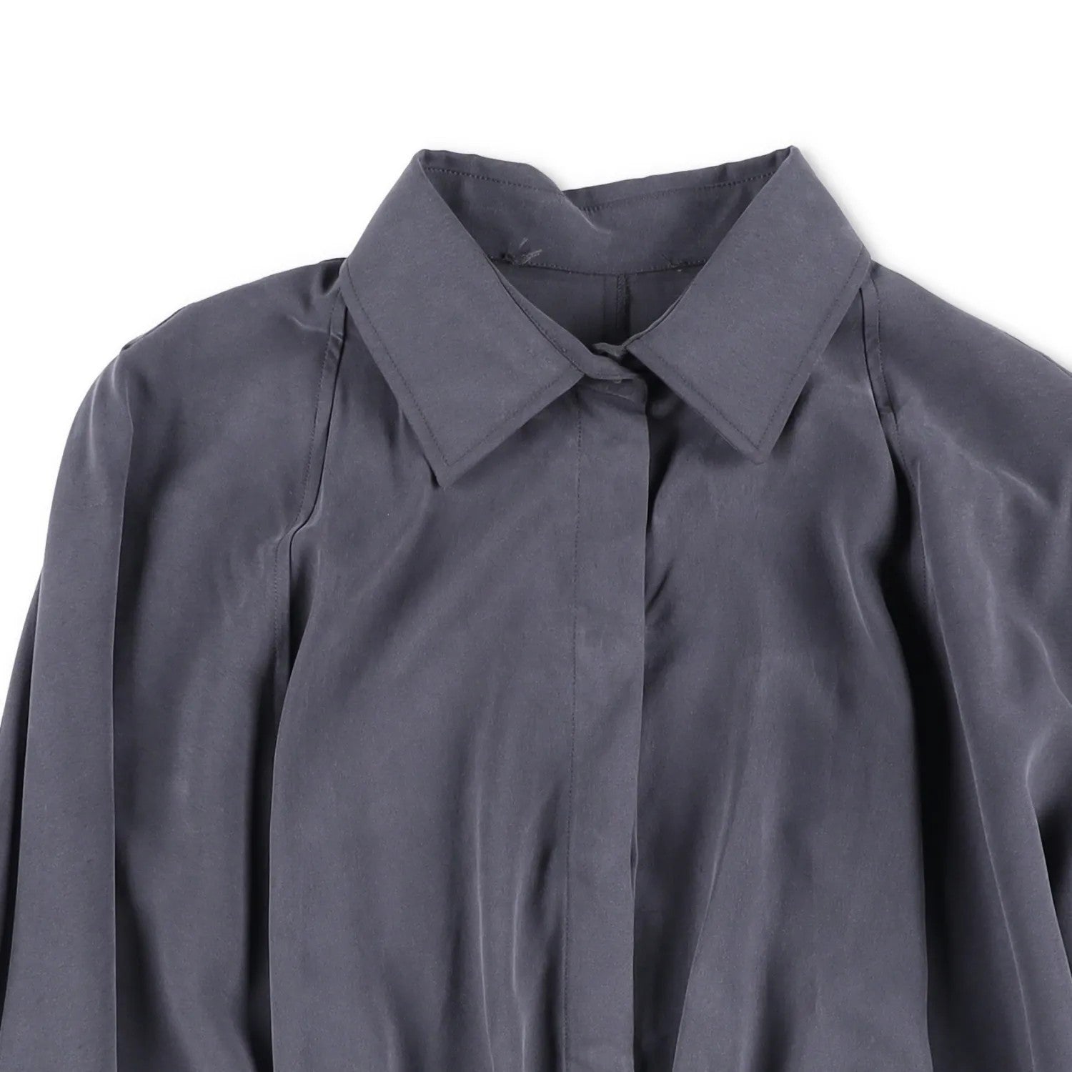 MAX MARA Womens Blouse Tempo Long Sleeve V-Neck Dark Grey Button Up UK 8 RRP 705 — View 3
