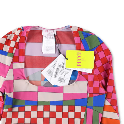 EMILIO PUCCI Womens Lycra Scoop Neck Top Cropped Multicoloured Geo M RRP 305 — View 5