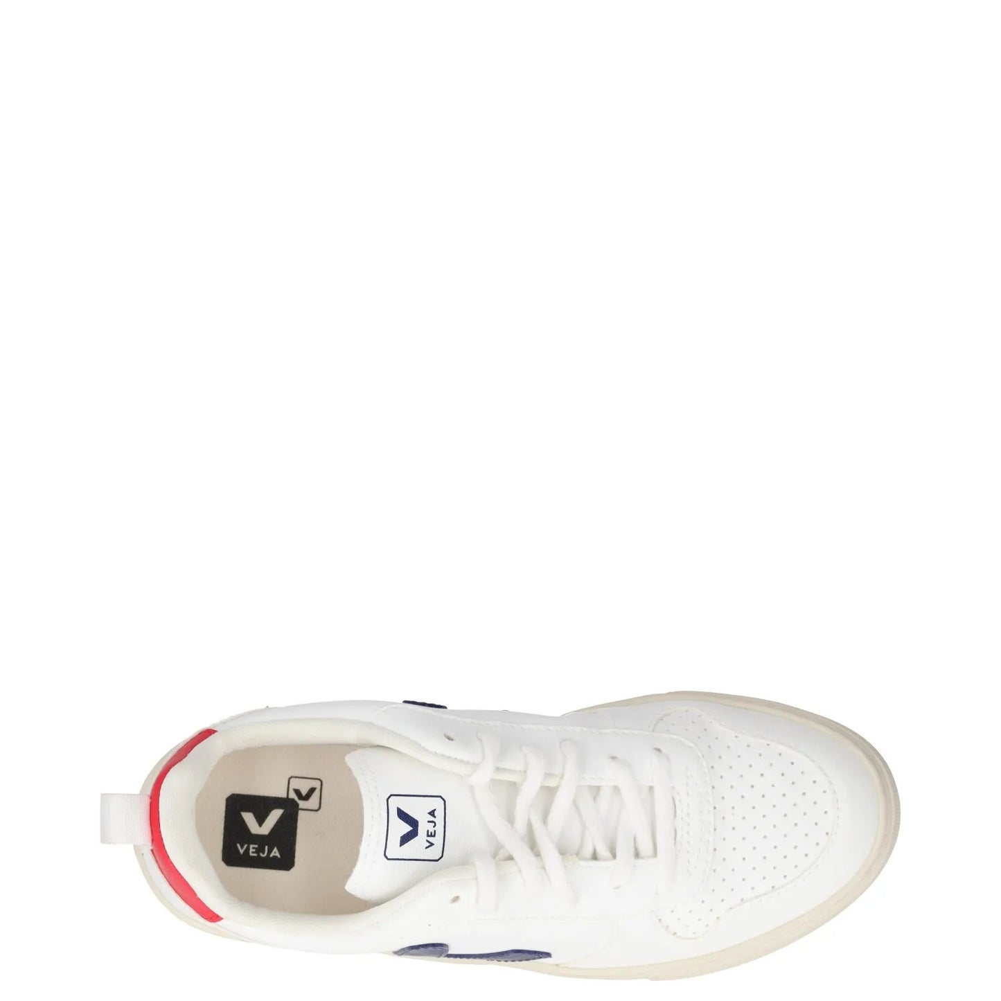 VEJA Womens Trainers White Leather Low Top Lace Up Red Blue Upper UK 4 RRP 140 — View 7
