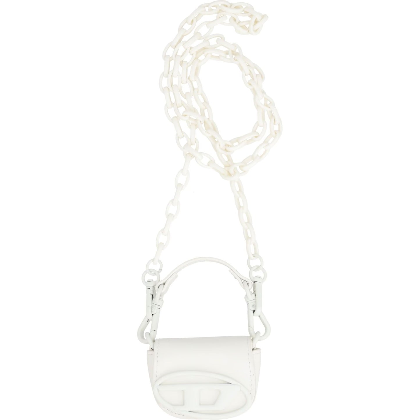DIESEL Womens MICRO Rubber 1Dr Bag Charm White Leather Logo RRP 200 — View 7