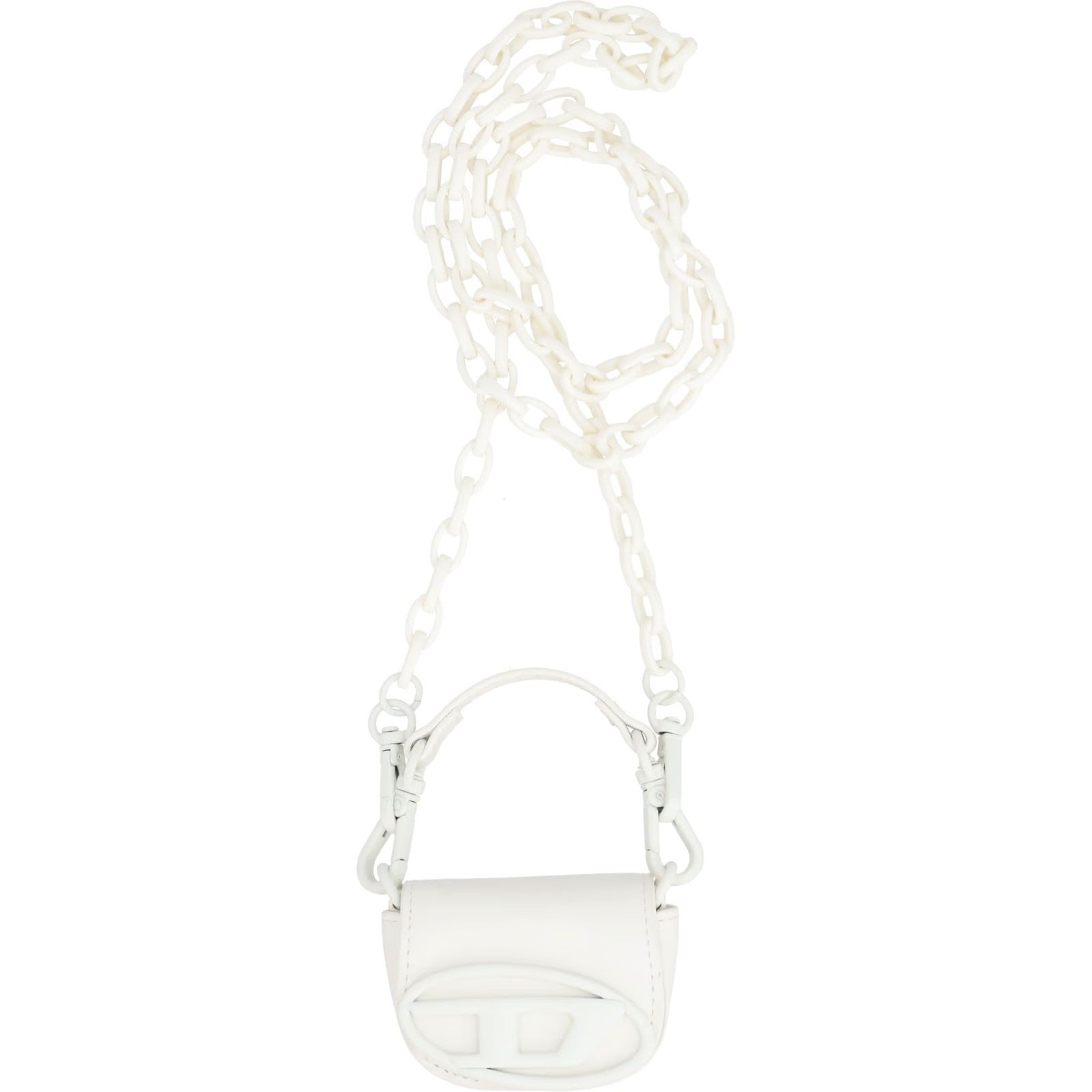 DIESEL Womens MICRO Rubber 1Dr Bag Charm White Leather Logo RRP 200 — View 7