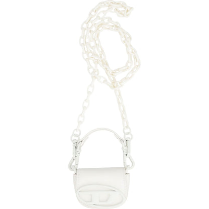 DIESEL Womens MICRO Rubber 1Dr Bag Charm White Leather Logo RRP 200 — View 7