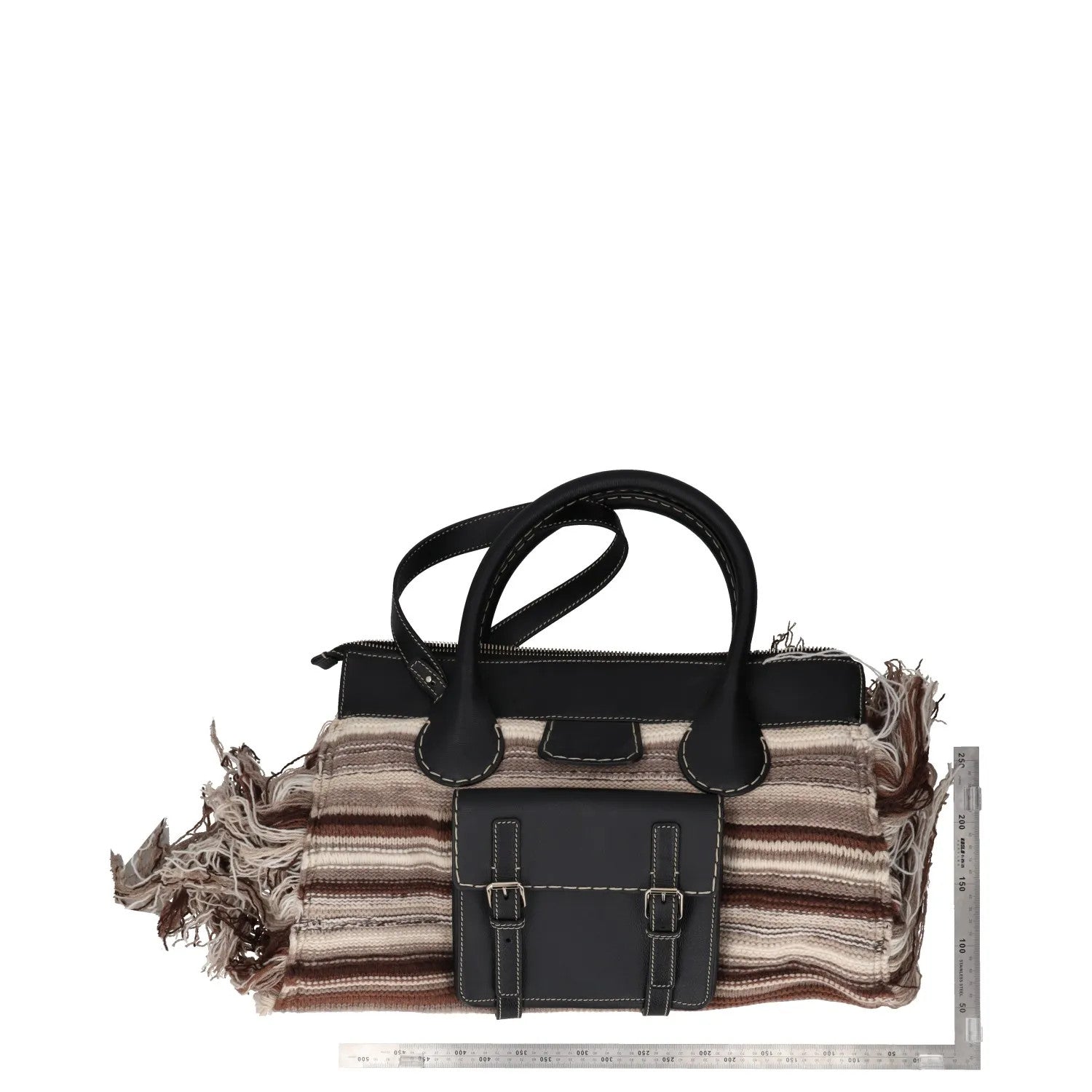 CHLOE Womens Satchel Top Handle Bag Beige Leather Fringe Buckle Size L RRP 1990 — View 8