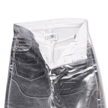 MM6 Mens Jeans Straight Leg High Waist Aluminium Denim Silver Size 26 RRP 406 — View 6