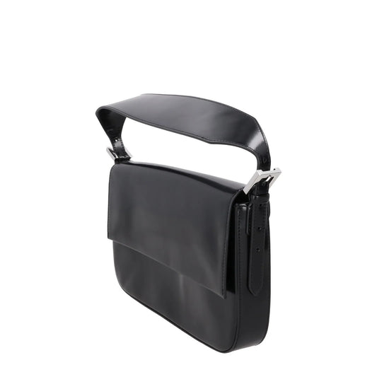 BY FAR Womens Manu Shoulder Bag Semi Patent Leather Black Silver OS RRP 410 — View 2