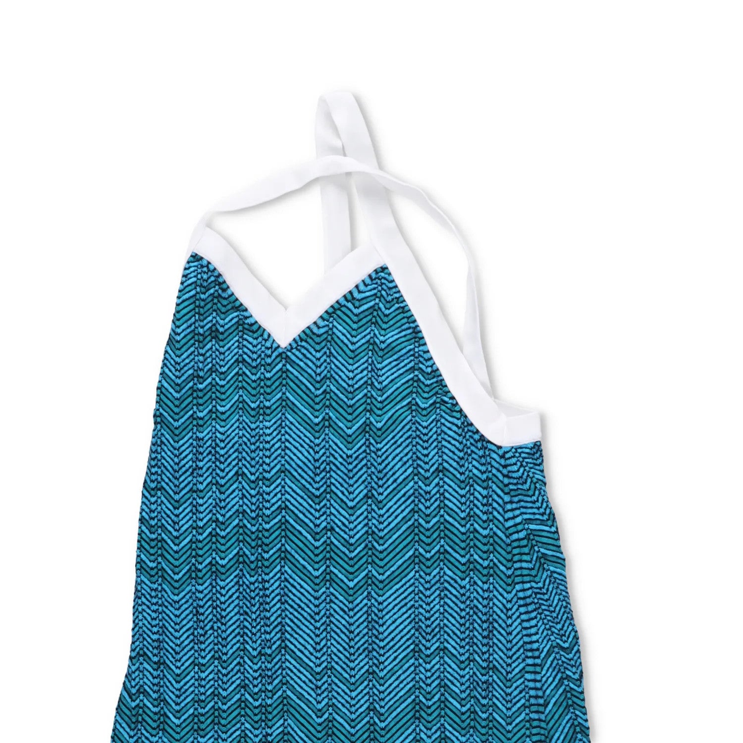 WALES BONNER Womens Palm Knit Midi Dress Blue Tie Chevron Sleeveless M RRP 585 — View 2