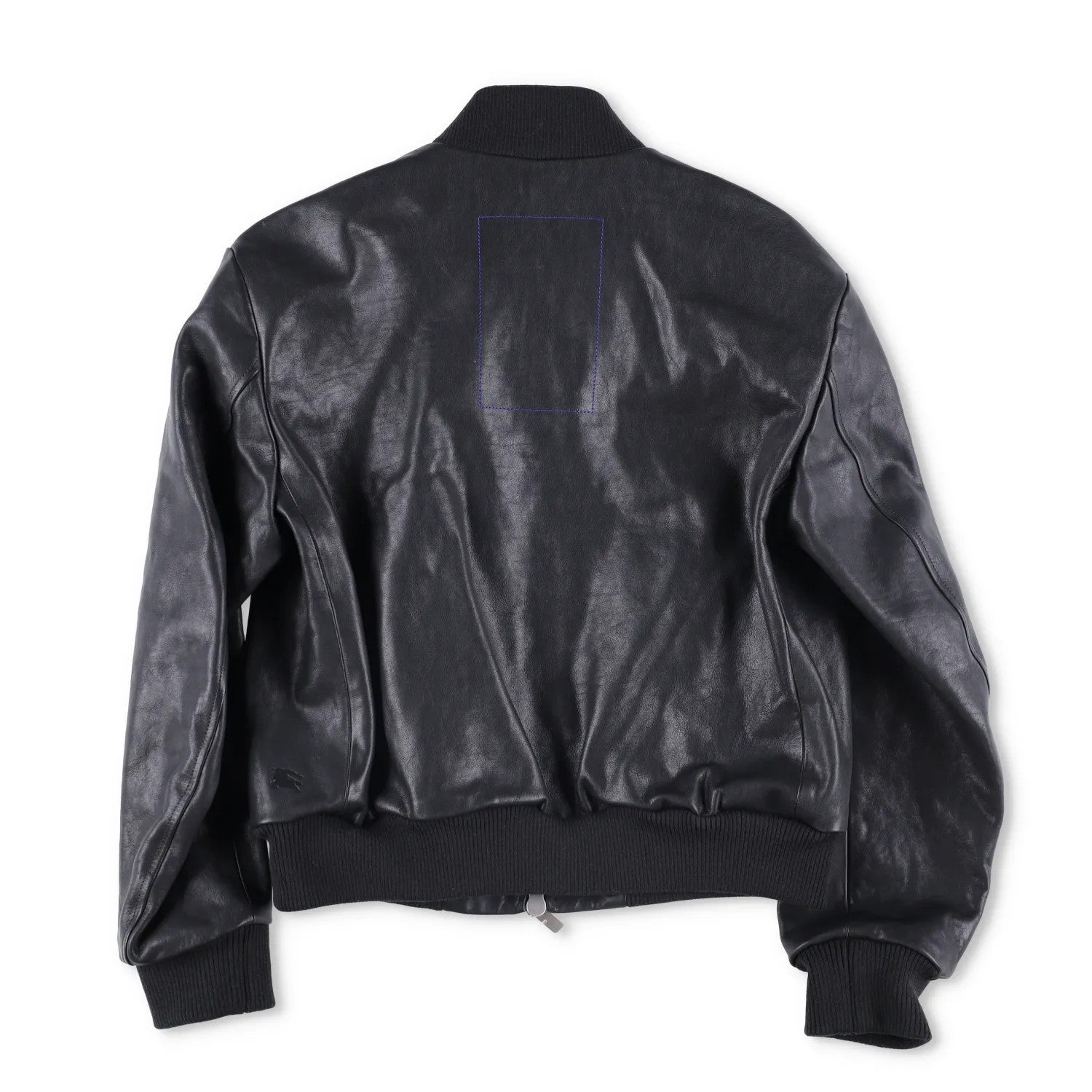 BURBERRY Mens Bomber Jacket Zipped Leather Black Band Collar Size 46 RRP 3490 — View 6