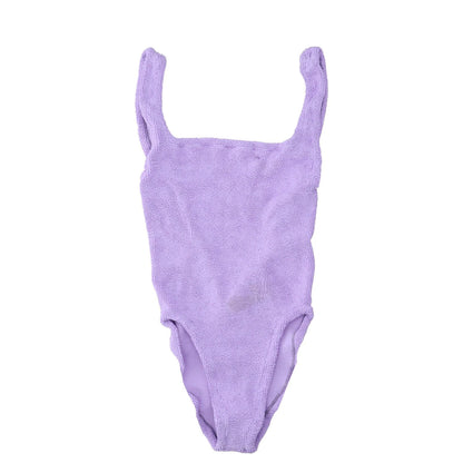 HUNZA G Womens Classic Swimdress Square Neck Crinkle One Piece Purple OS RRP 145 — View 2