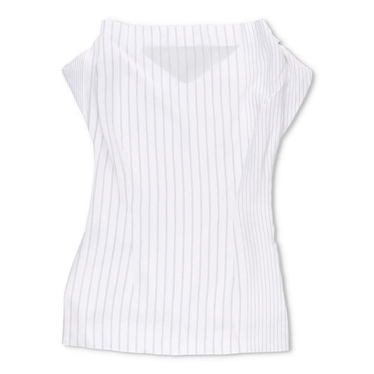 JIL SANDER Womens Dress Silk Blend Mini White Striped Sleeveless Size 38 RRP 350