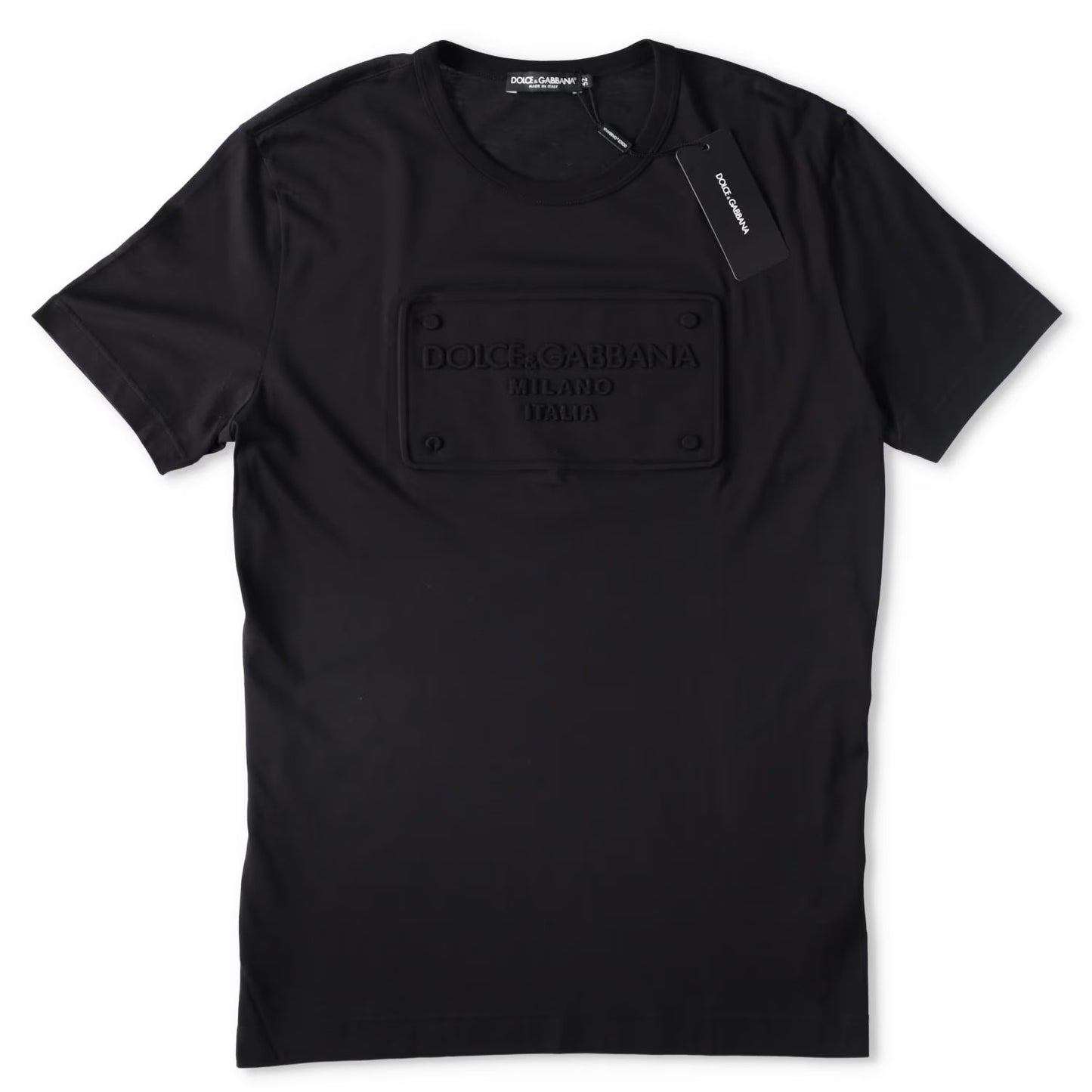 DOLCE & GABBANA Mens T-Shirt Fu7Eq+Embossing Nero Black Short Sleeve 52 RRP 475 — View 9