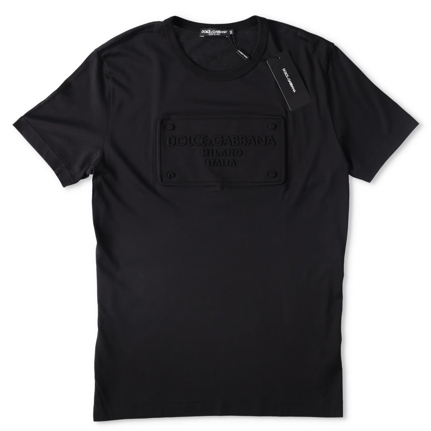 DOLCE & GABBANA Mens T-Shirt Fu7Eq+Embossing Nero Black Short Sleeve 52 RRP 475 — View 9